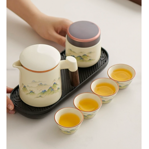 便携式旅行茶具套装陶瓷一壶四杯